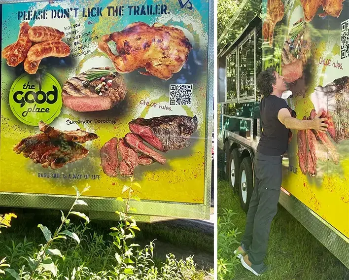 Designer installing a vehicle wrap
